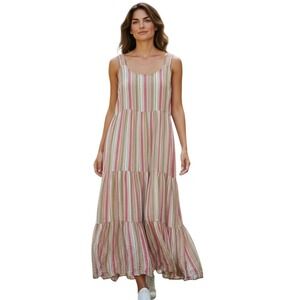 Linda Anderson Beachy Summer Womens Size Medium Costal Cowgirl Tiered Sun Dress